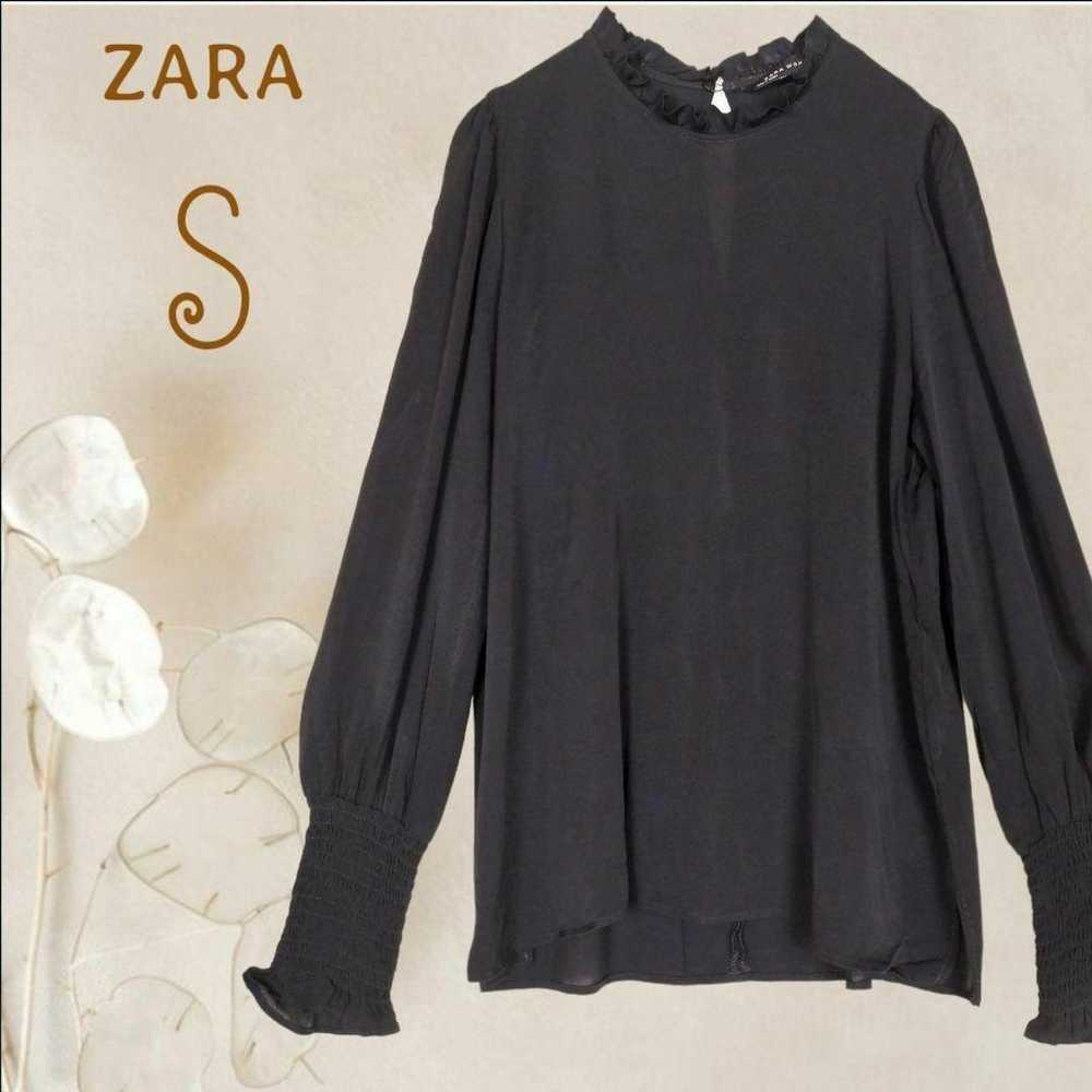 b7031【ZARA】Long Sleeve Sheer Blouse with Volume S… - image 1