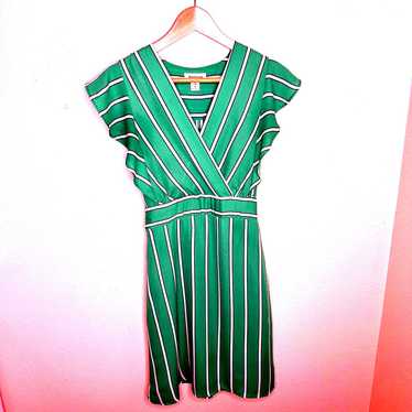 Monteau Green and White Stripe Summer Dress Small