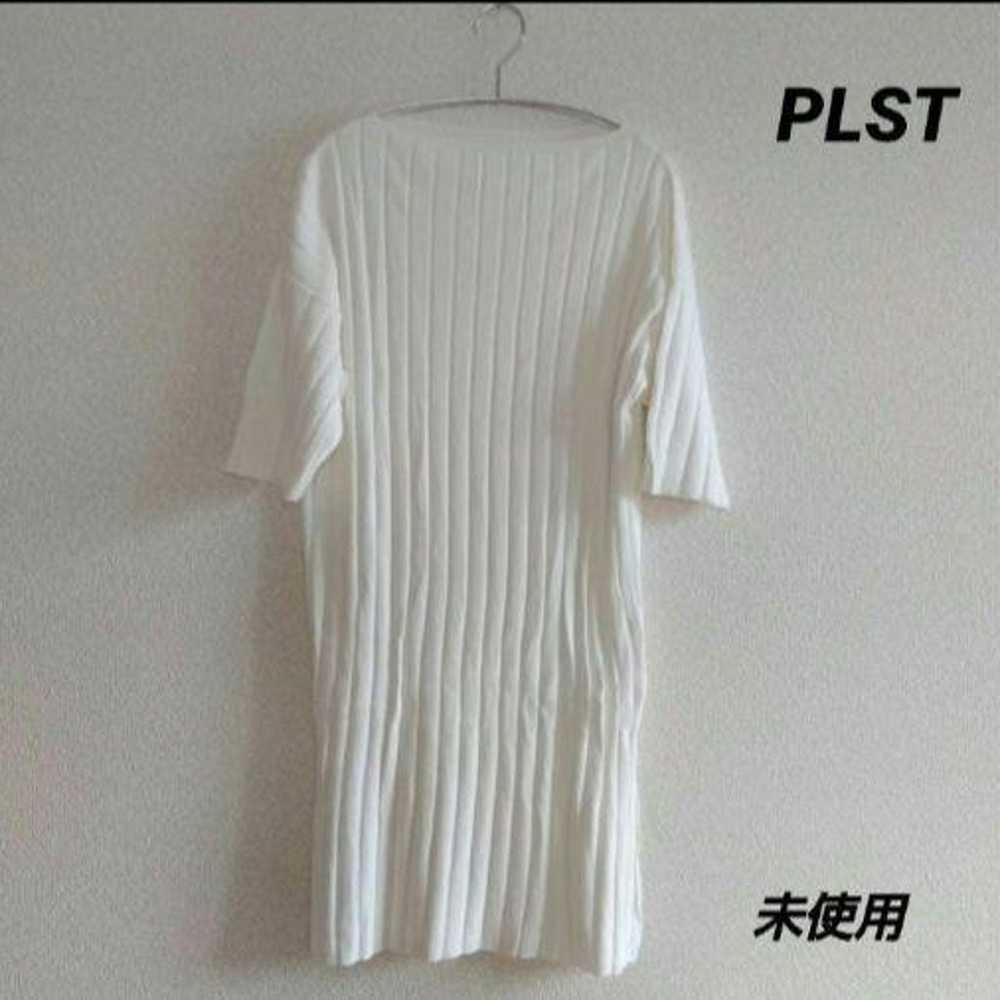 【Unused】PLST White Knit One-piece Dress, Short Sl… - image 1