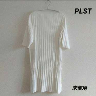 【Unused】PLST White Knit One-piece Dress, Short Sl… - image 1