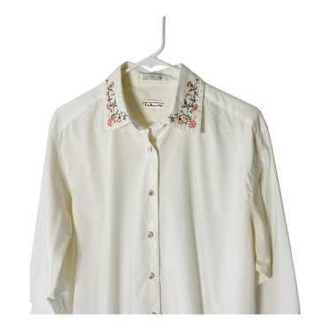 Vintage Talbots embroidered collar blouse 12 crea… - image 1