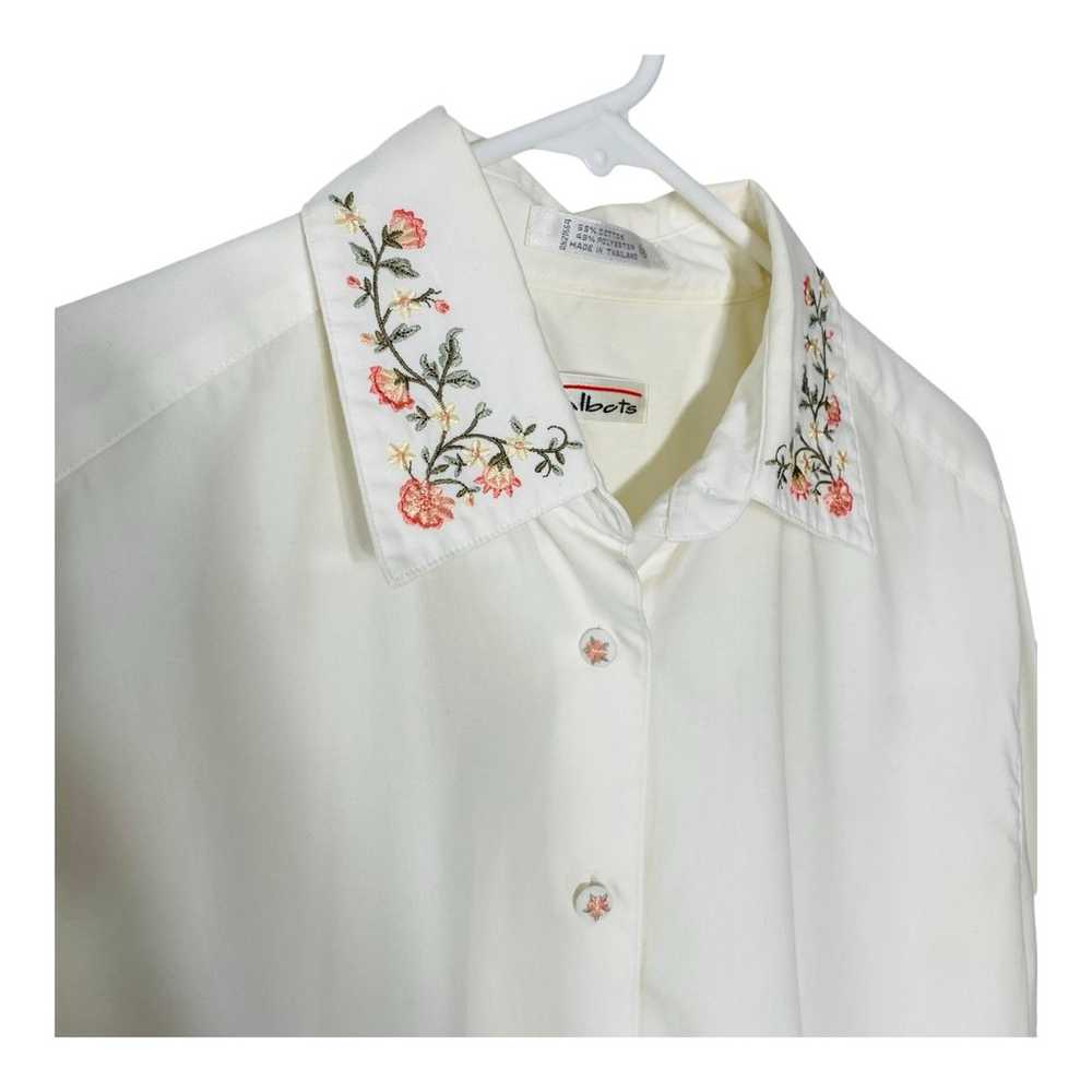 Vintage Talbots embroidered collar blouse 12 crea… - image 4