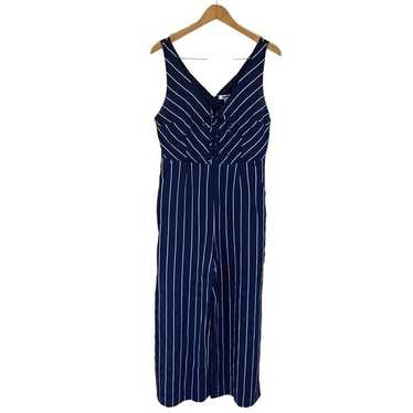 BB Dakota Jumpsuit Size 10 Navy Blue White Stripe… - image 1