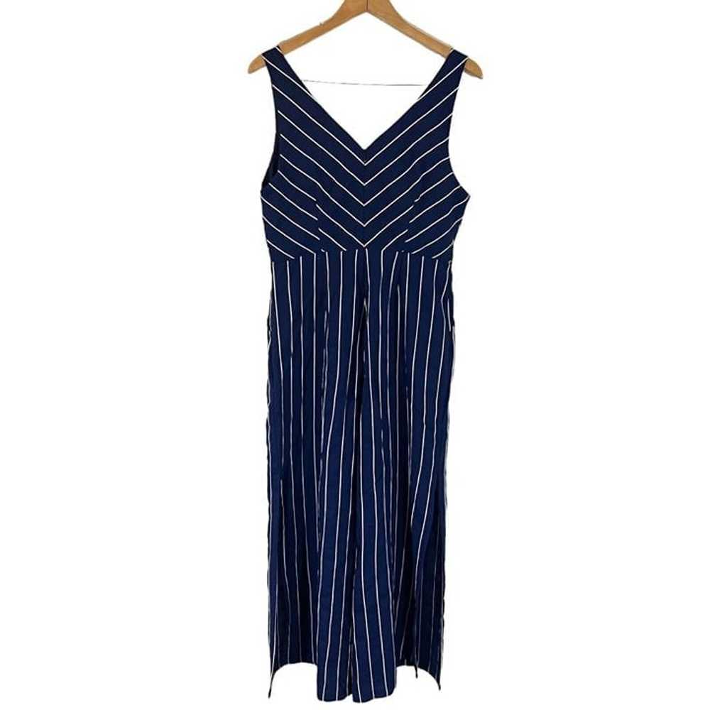 BB Dakota Jumpsuit Size 10 Navy Blue White Stripe… - image 2