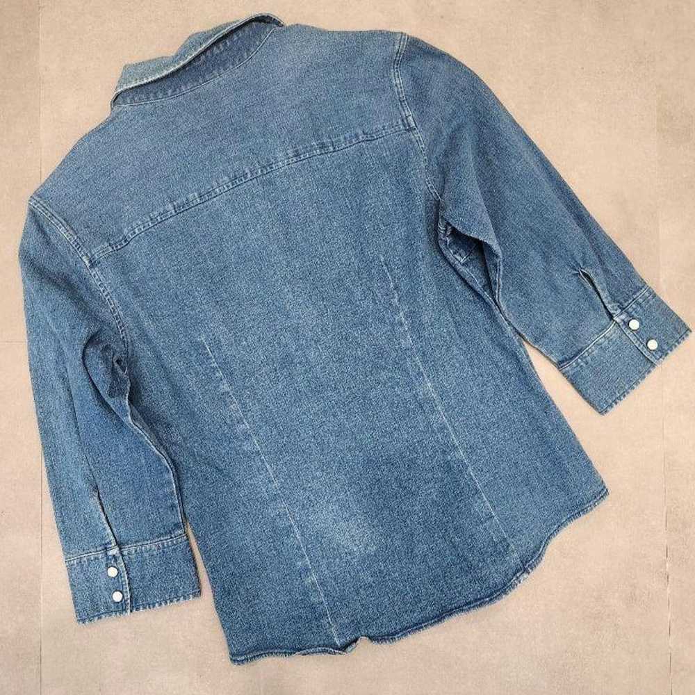 OLD UNIQLO Snap Button Western Stretch Denim Shir… - image 2