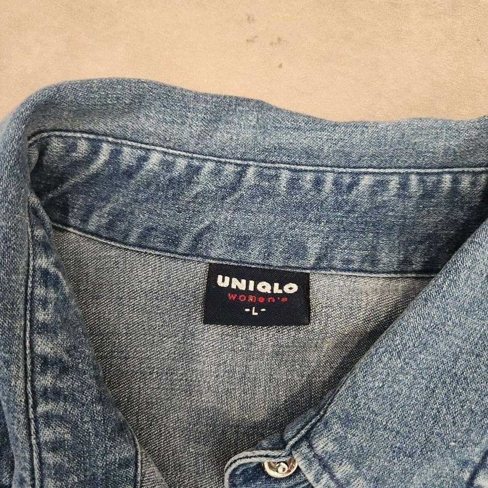 OLD UNIQLO Snap Button Western Stretch Denim Shir… - image 3