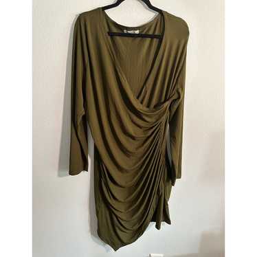 Grace Karin Cinched Olive Long Sleeve Dress XXL