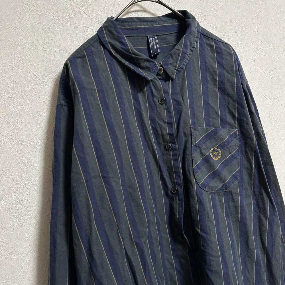 [Noth Track] Shirt, Stripe, Long Sleeve, Embroide… - image 4