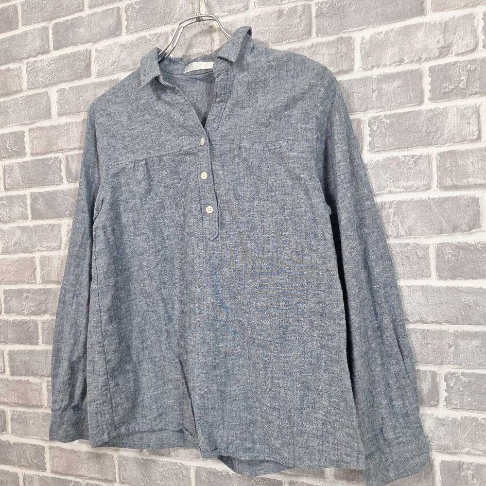 LBC Linen Blouse Polo Shirt Long Sleeve Plain Sim… - image 3