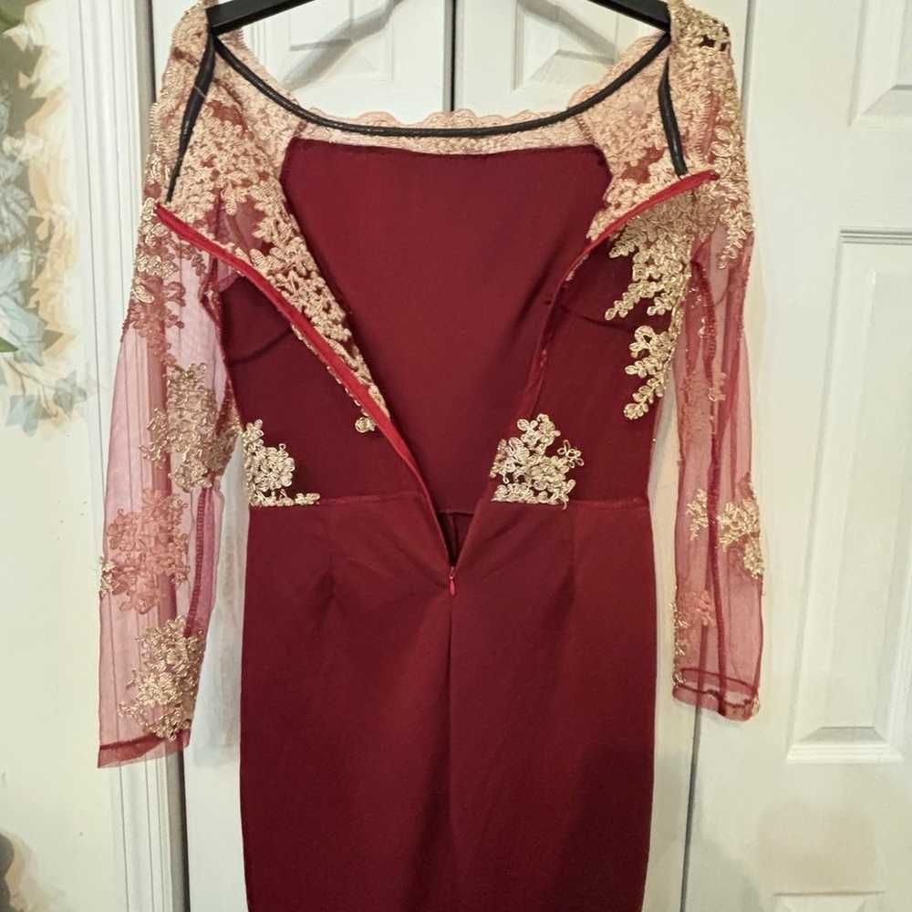 Beautiful Embellished Jumpsuit -wine-Size L - image 9