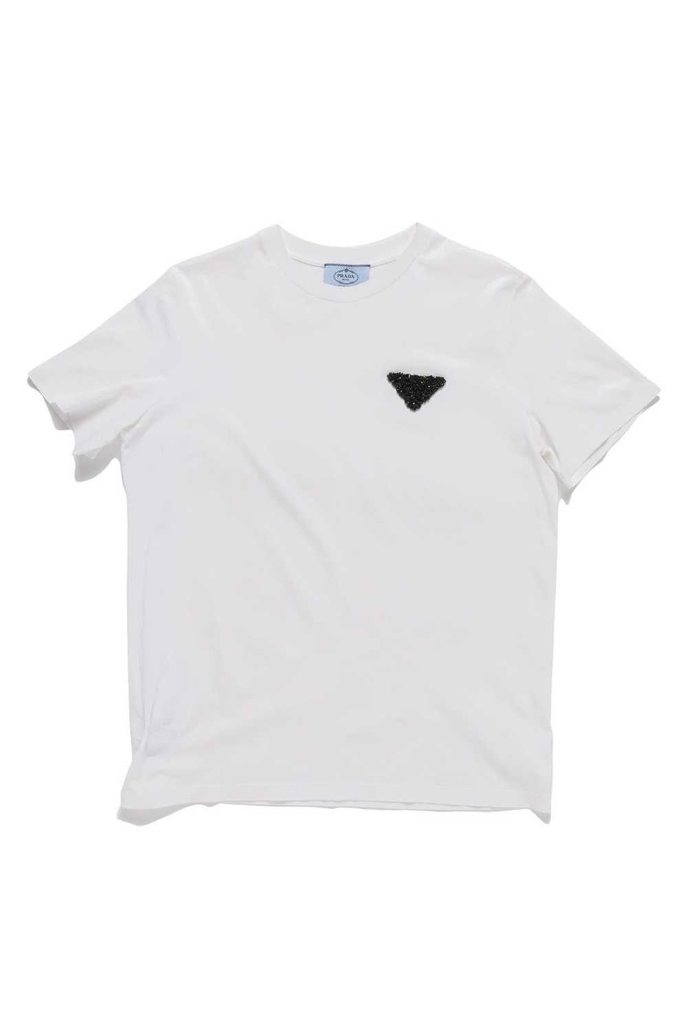 Prada Prada Embellished Logo Jersey T-Shirt - image 1