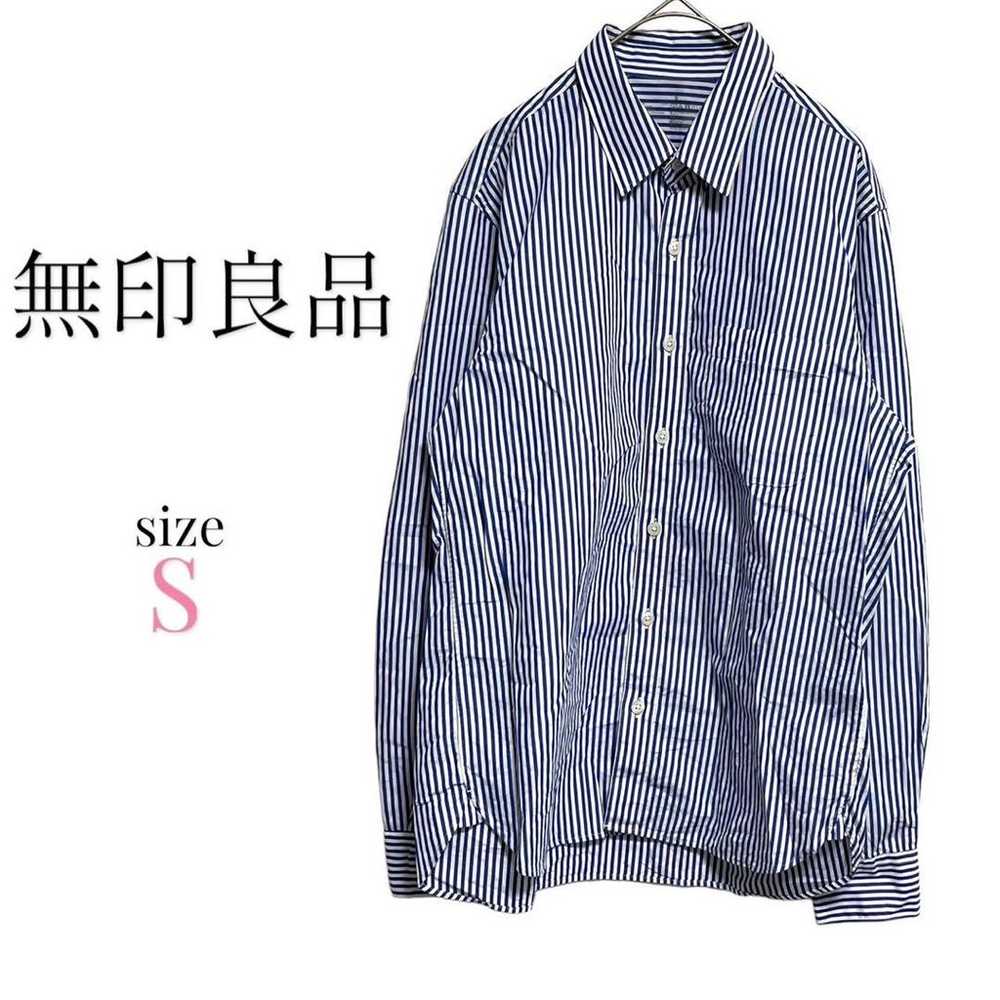 MUJI Stripe Pattern Shirt White Casual Office Wea… - image 1