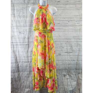 Vintage Eliza J Womens Hi-Low Dress Sz 2 Yellow P… - image 1