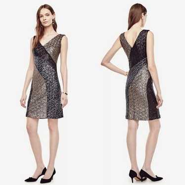 Ann Taylor Colorblocked Sequin Sheath Cocktail Di… - image 1