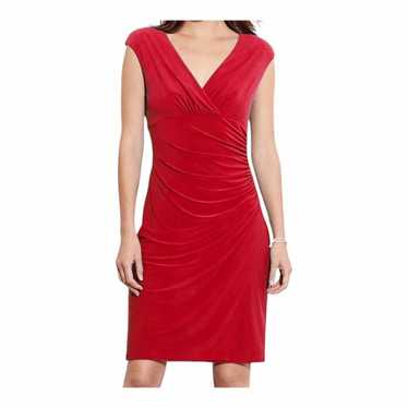 Ralph Lauren Red Sleeveless Midi Cocktail Dress Wo