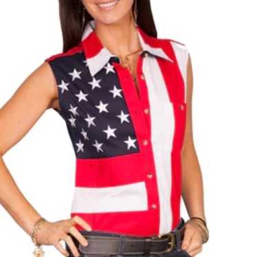 Vintage Scully American Flag Button Vest Size S