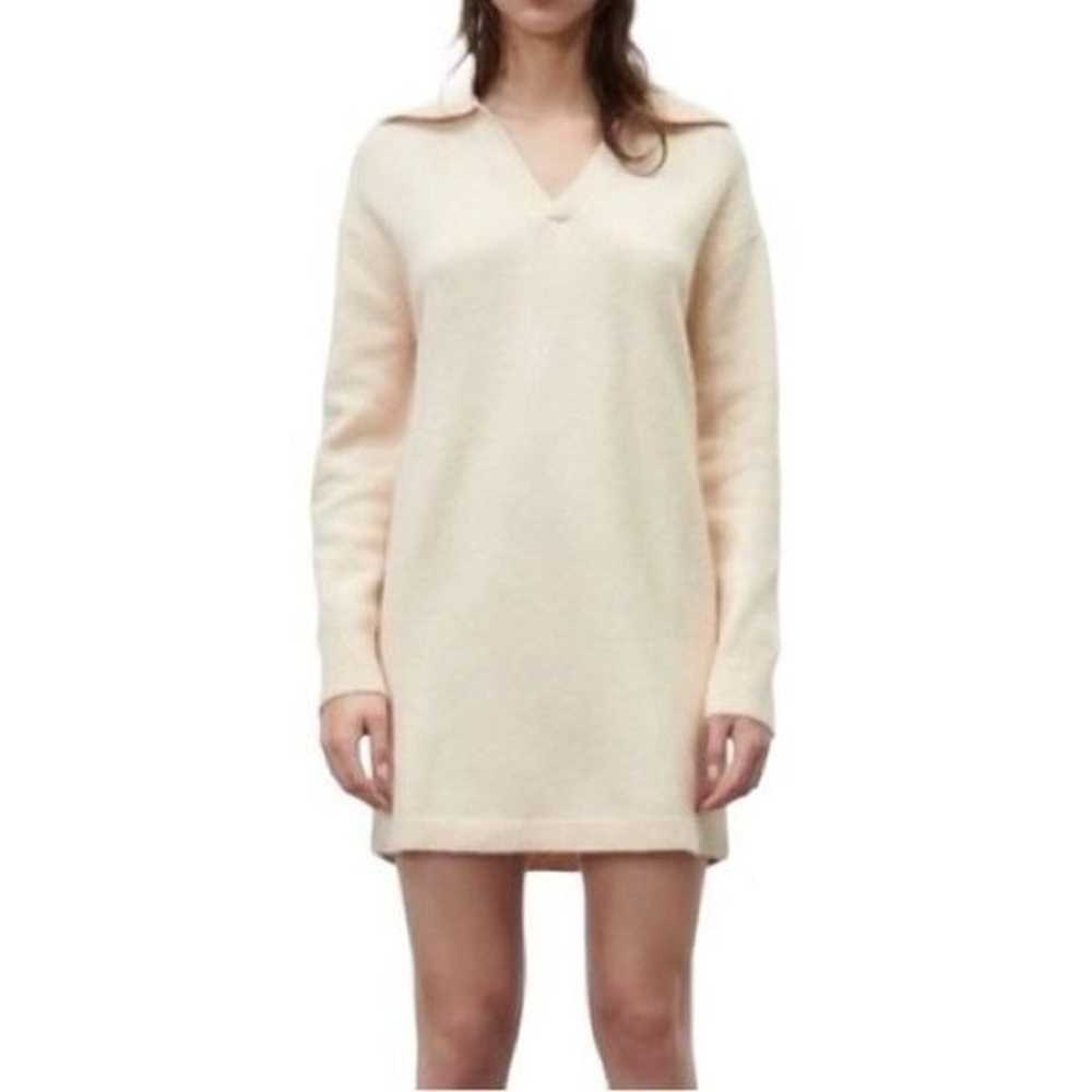 Zara Polo Collar Wool Blend Knit Mini Dress in Cr… - image 1