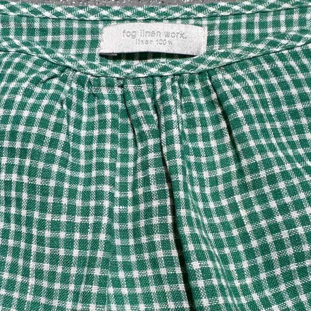 fog linen work. gingham-check short-sleeved shirt - image 3