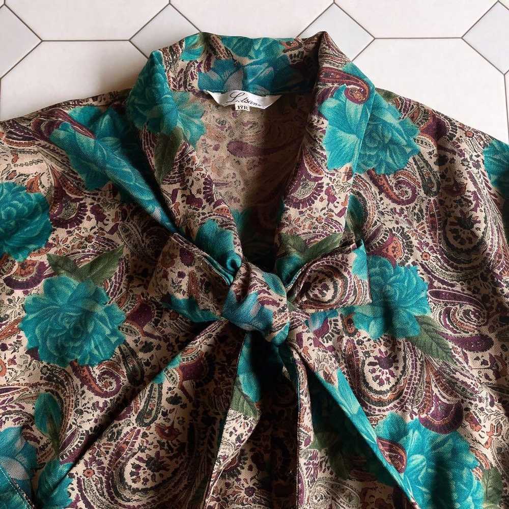 retro ribbon tie pattern blouse vintage vintage - image 6