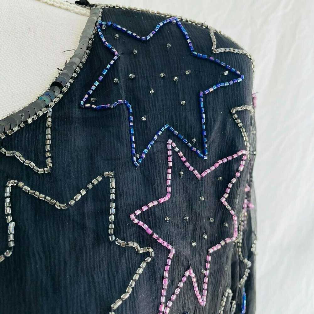 Crimson Blouse Vintage Beaded Stars Novelty Long … - image 6