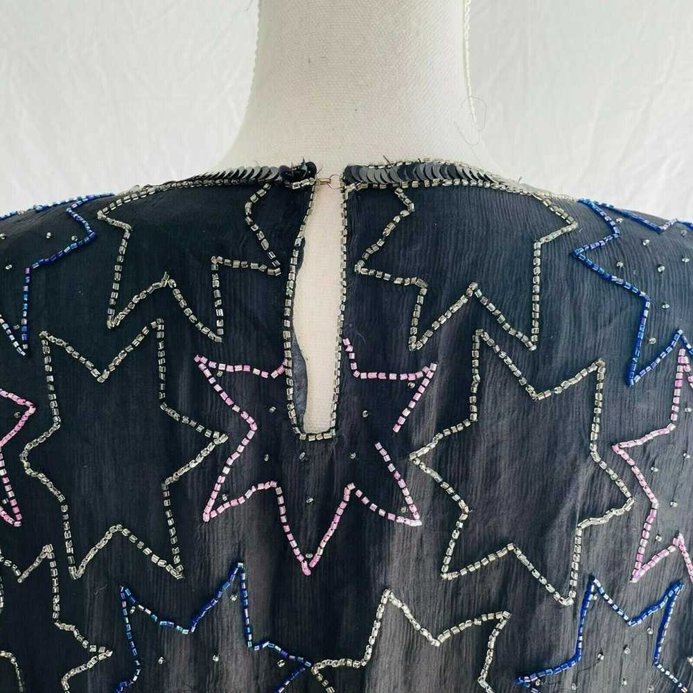 Crimson Blouse Vintage Beaded Stars Novelty Long … - image 8