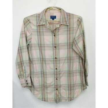 Vintage Pendleton Womens Pastel Pink Plaid Long S… - image 1