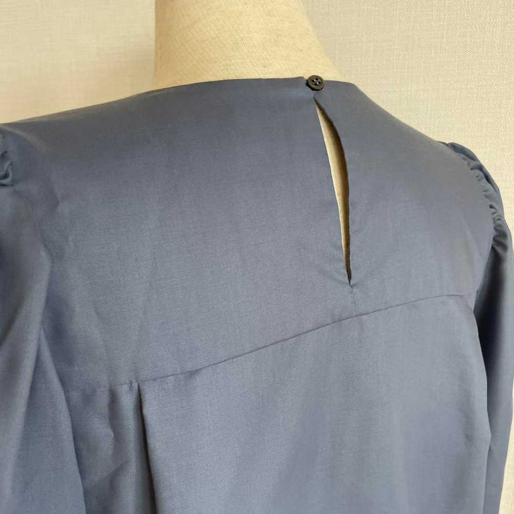 ELIN/Erin Volume Sleeve Slit Tuck Blouse Blue Gray - image 9