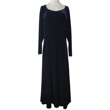 Vintage 90s ONYX NITE Velvet Black Maxi Dress 16