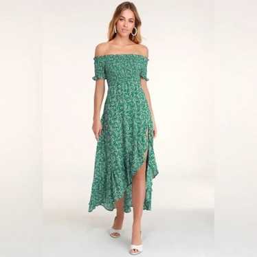 Lulus Midi Dress Womens Fleur-tation Green Floral 