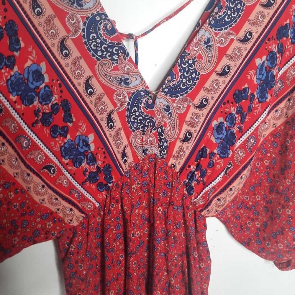 Umgee Mixed Print Bohemian Mini Dress Size Small - image 6