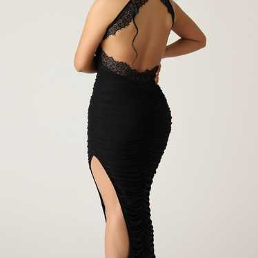 Black midi open back dress