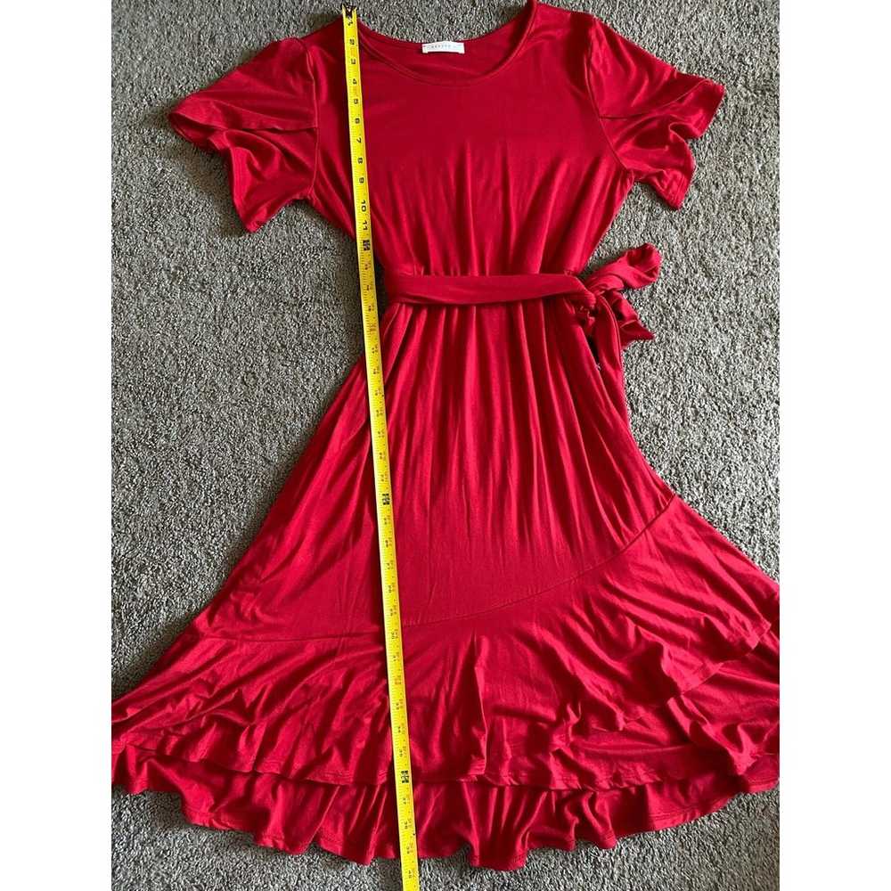 Reborn J NWOT Red Tie Waist Midi Dress - image 12