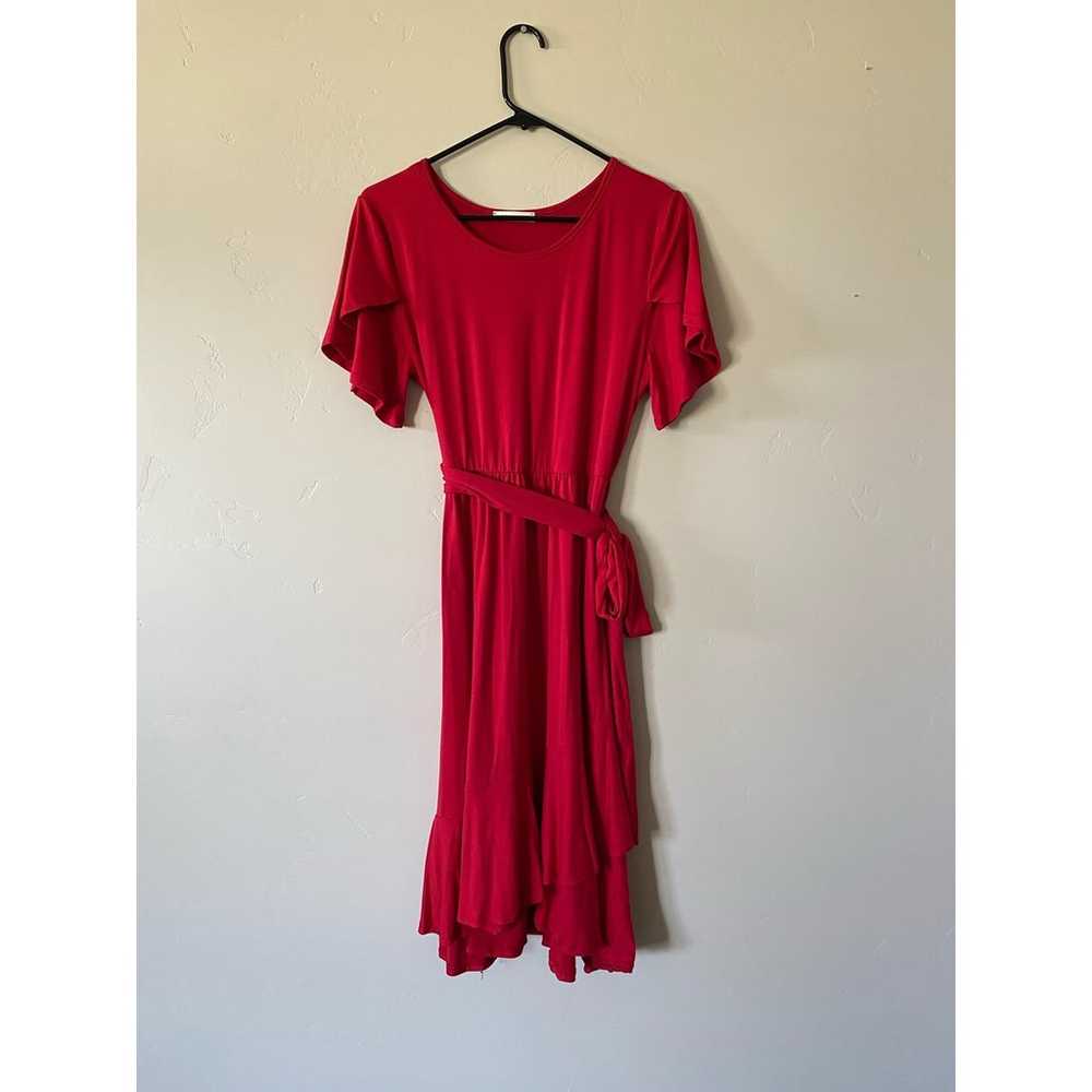 Reborn J NWOT Red Tie Waist Midi Dress - image 2