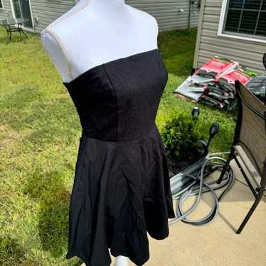 Lulus Strapless Black Dress Short Medium - image 1