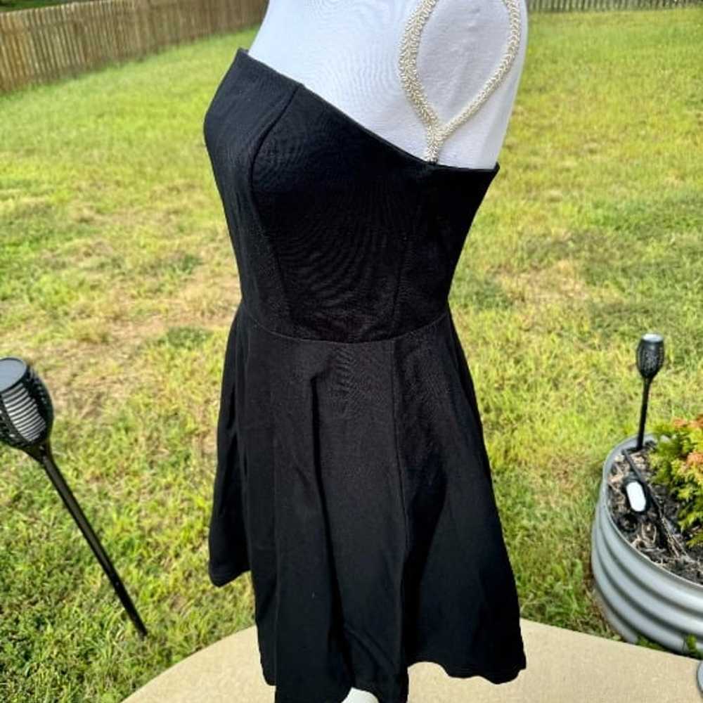 Lulus Strapless Black Dress Short Medium - image 4