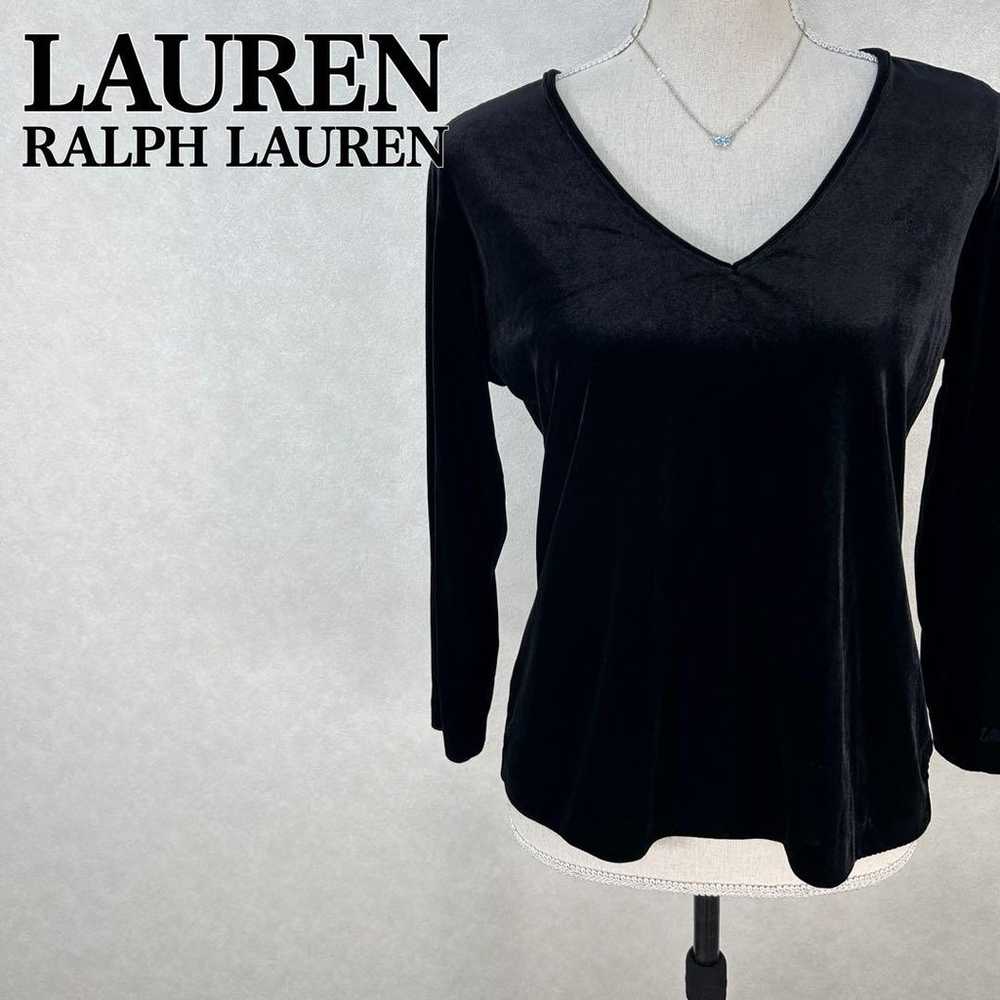 Lauren Ralph Lauren V-Neck Velvet Top Long Sleeve… - image 1