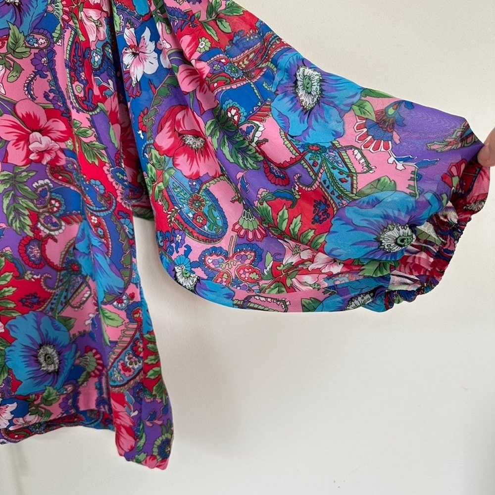 Diane Freis Vintage 80s Blouse Floral Paisley Swe… - image 4