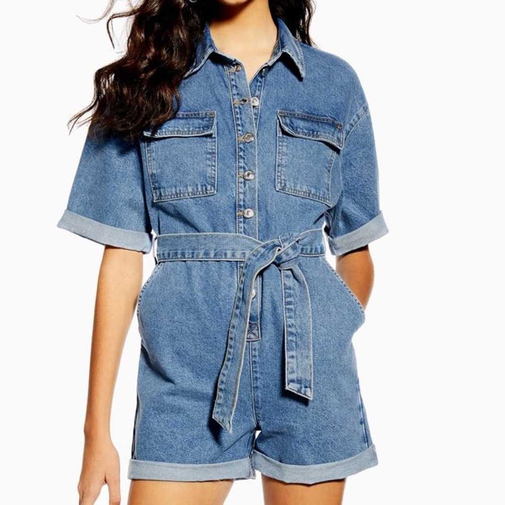 Topshop women’s denim romper size 12 - image 1