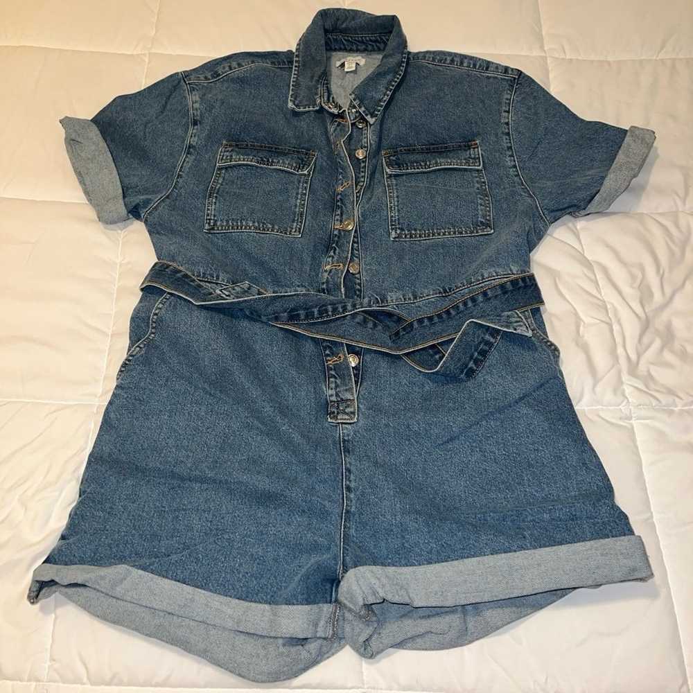 Topshop women’s denim romper size 12 - image 2