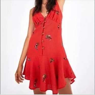 Farm Rio Farm Rio Red Linen Mini Dress Size S