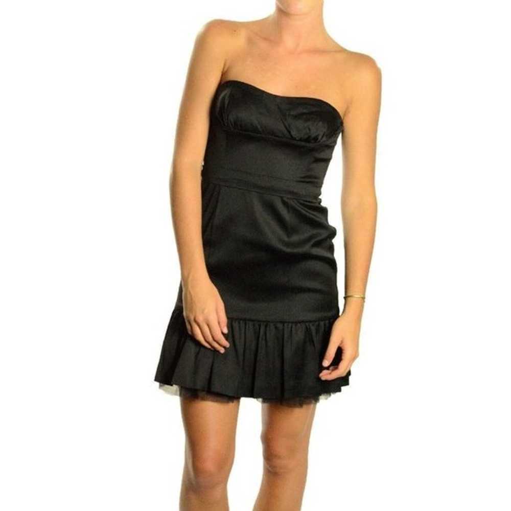 BCBGMaxAzria Black Strapless Ruffle Cocktail Dres… - image 1