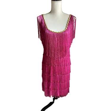 Halloween costume pink fringed layered flapper dr… - image 1