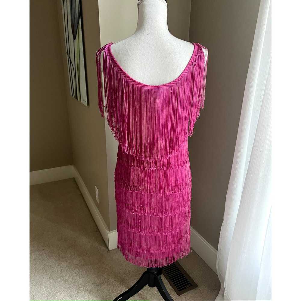 Halloween costume pink fringed layered flapper dr… - image 3