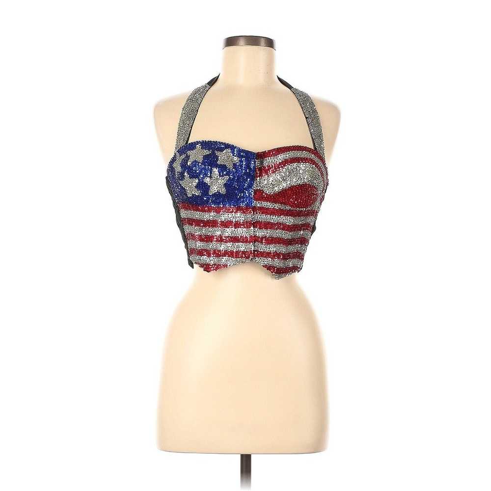 VTG Match Ups American Flag Corset Halter Sequin … - image 1