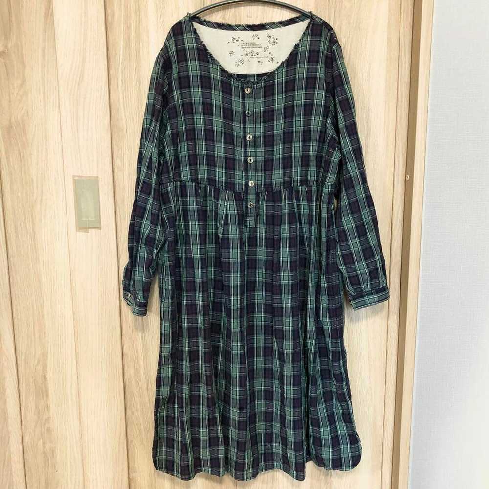 Sunny Clouds Felissimo Checkered Long Sleeve Dres… - image 9