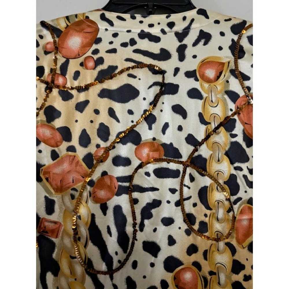 Vintage 80s Escada Silk Leopard Sequin Blouse But… - image 4