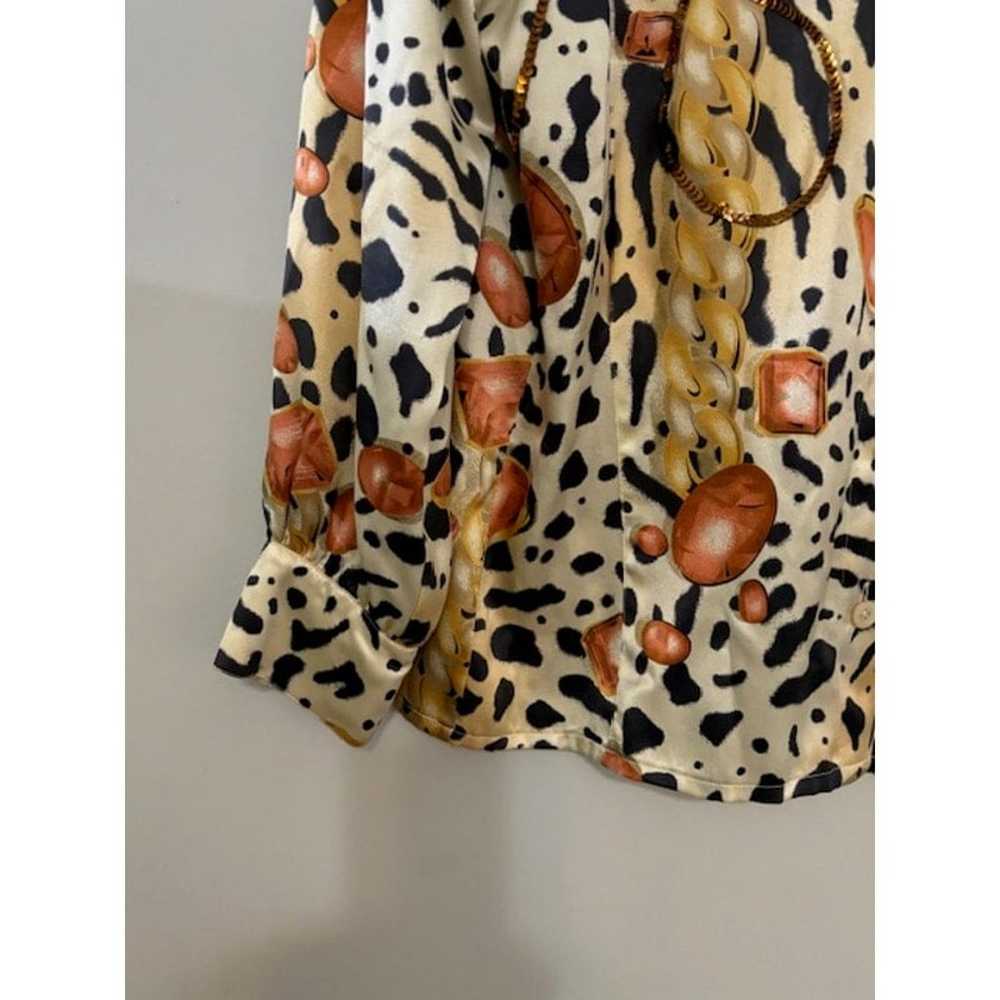 Vintage 80s Escada Silk Leopard Sequin Blouse But… - image 8