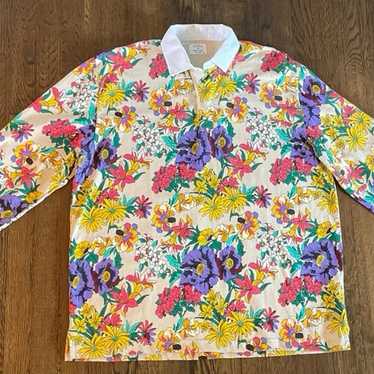 NOAH multicolor Floral Rugby Polo size XL - image 1