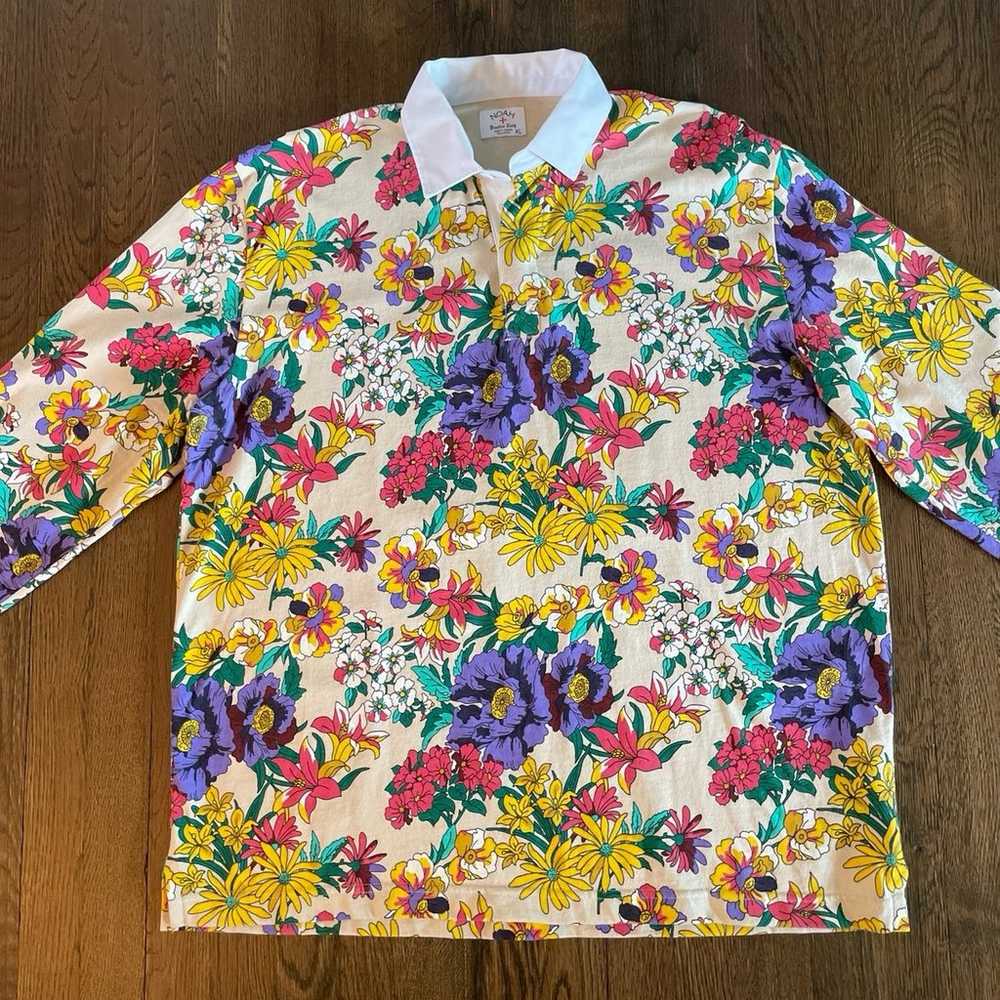 NOAH multicolor Floral Rugby Polo size XL - image 2