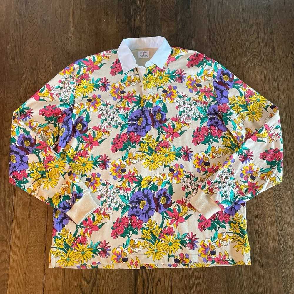 NOAH multicolor Floral Rugby Polo size XL - image 3